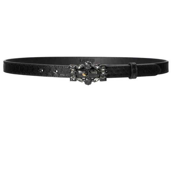 Lauren Ralph Lauren Accessories - ⭐️NWOT Lauren Ralph Lauren Faux Snakeskin Black Belt with Gemstone Buckle⭐️